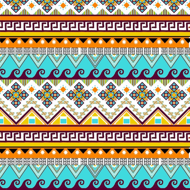 Arabian ethnic fabric pattern showcases a geometric design in vibrant yellow and orange tones ethni