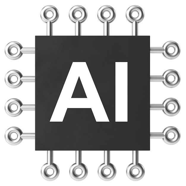 Artificial Intelligence AI chip 3D illustration