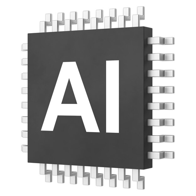 Artificial Intelligence AI chip 3D illustration