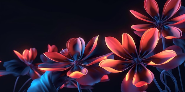 Beautiful abstract neon light floral design background Generative AI AIG32