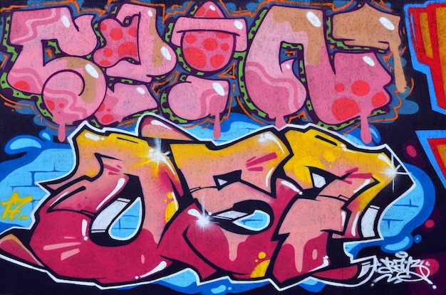 Beautiful street art graffiti Abstract color creative drawing fashion colors on the walls of the city Urban Contemporary Culture Title paint on walls Culture youth protest