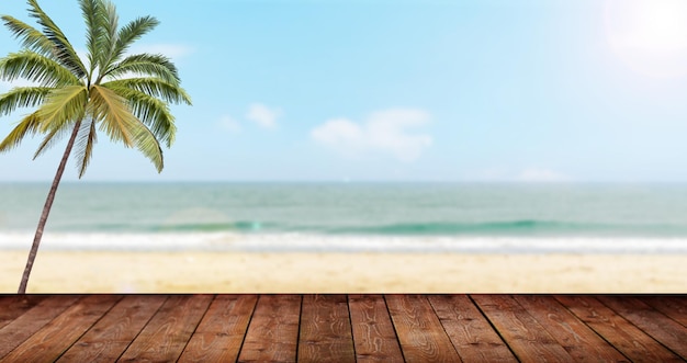 Beautiful sunny beach with woman holding cell phone with tiktok logo
