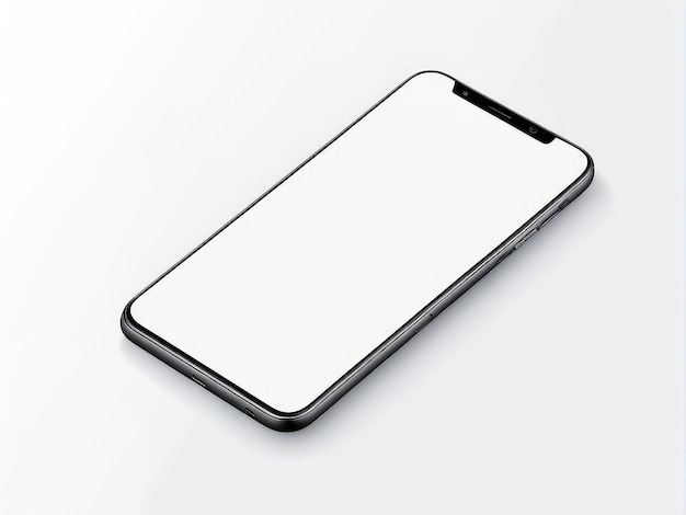 Beyaz arka plan üzerinde beyaz ekranlı akıllı telefon mockup'ı