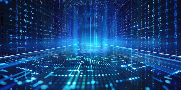 Big data Futuristic technology blue background Cyber technology