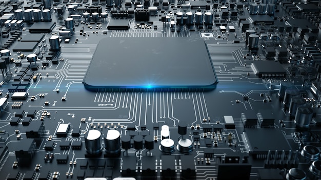 Bilgisayar donanım bileşenlerinden bir parça. Çip üzerinde güçlü CPU
