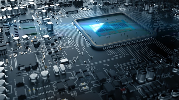 Bilgisayar donanım bileşenlerinden bir parça. Çip üzerinde güçlü CPU