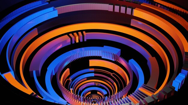 Bilim Kurgu Modern Fütüristik hud ui güç podyum sahnesinin soyut arka planı, 3D illüstrasyon renderlama