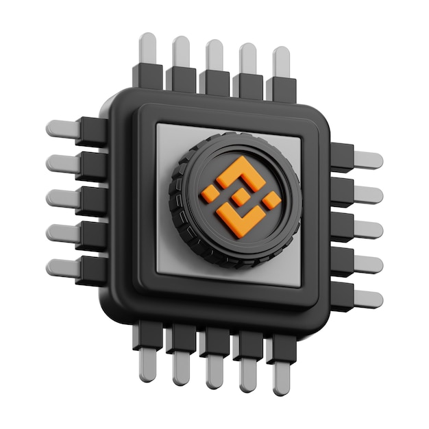 binance financial blockchain technology digital chip icon 3d rendering on isolated background