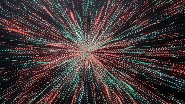 Black background motion bright multicolored lines in animation that dissect throughout the footage