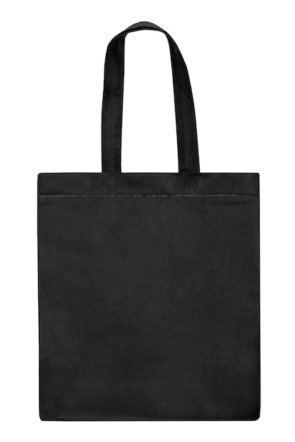 Black fabric bag isolated on white background