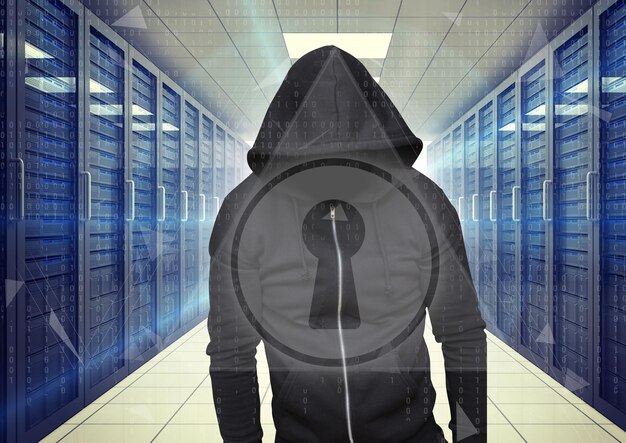 black jumper hacker with out face hacking a interface white lock