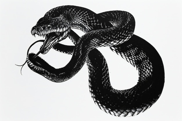 Black snake isolated on white background