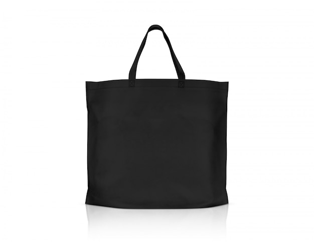 Blank black fabric canvas shopping bag for save global warming