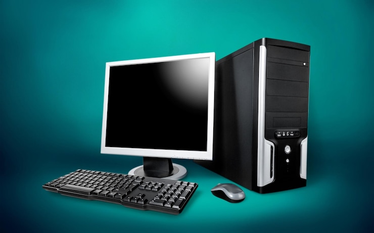Fotoğraf blank computer monitor at the desk