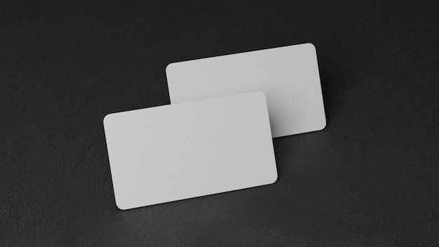 blank name card mockup on black background for adding your contact. business card template. 3d rendering, 3d illustration