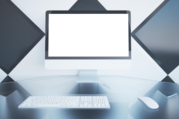 blank pc display closeup
