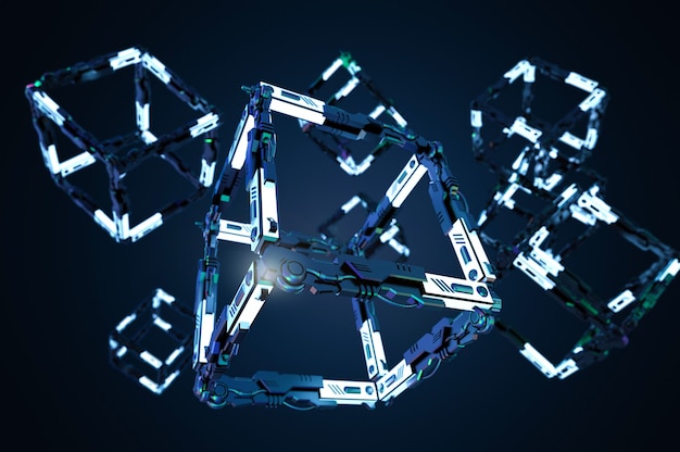 Blockchain Technology concept with 3d rendering blocks connection