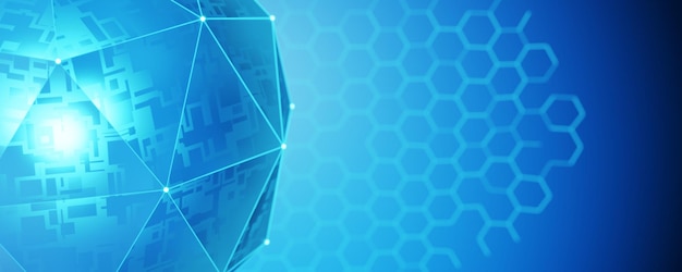 Blockchain technology Network structure background Artificial intelligence Machine learning Data background Technological ball with a grid 3D rendering