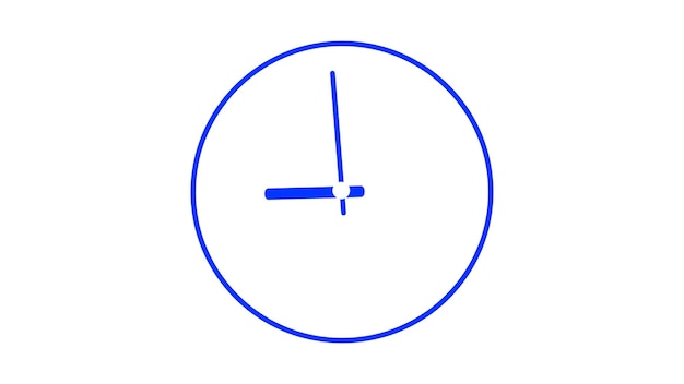 Blue clock showing on a white background