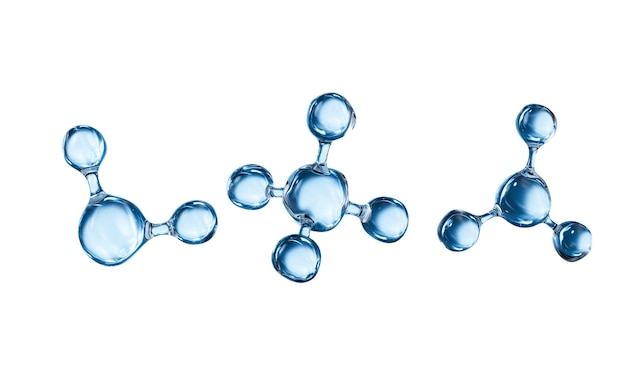 Blue molecular structure skincare and biomedical concept 3d rendering