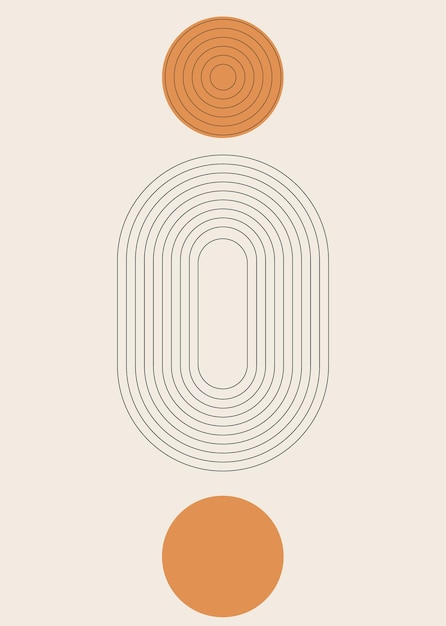 boho abstract poster with circular and oval line patterns modern minimalist aesthetic perfect