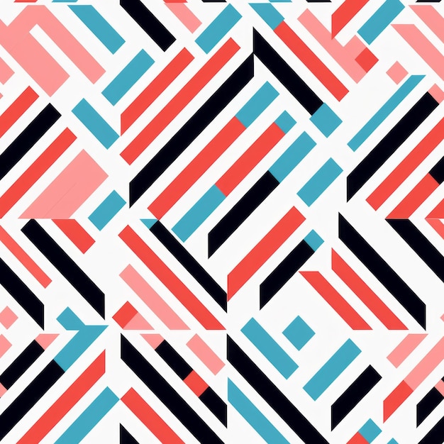 Bold Geometric Minimalism Colorful Compositions With Red Blue And Black Stripes