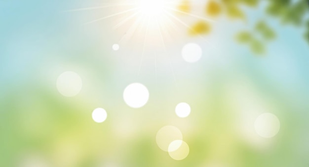 Bright green bokeh nature background