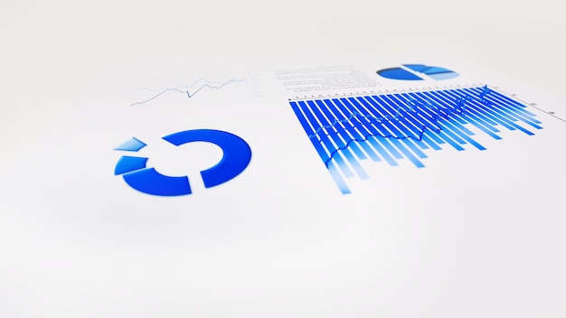 Business report and documents statistics on the office workplace