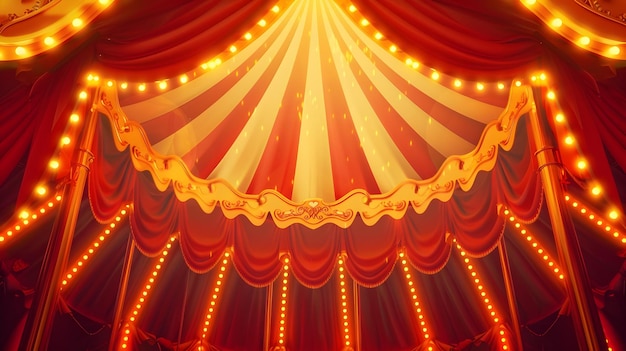 Captivating Carnival Backdrop with Concentric Fiery Lights and Vintage Flair