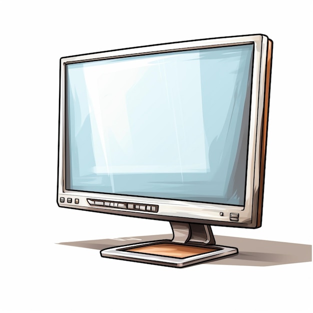 cartoon illustration of a computer monitor with a keyboard and mouse generative ai