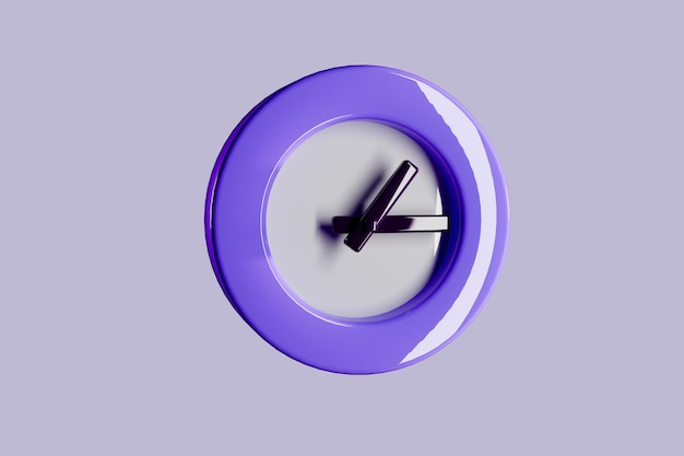 Cartoon purple clocks with black hands 3d render