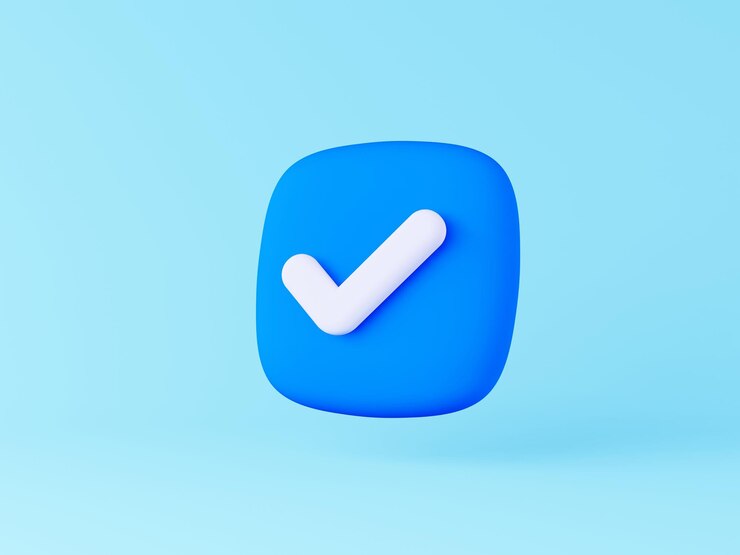 check mark checklist icon correct approved symbol 3d render illustration
