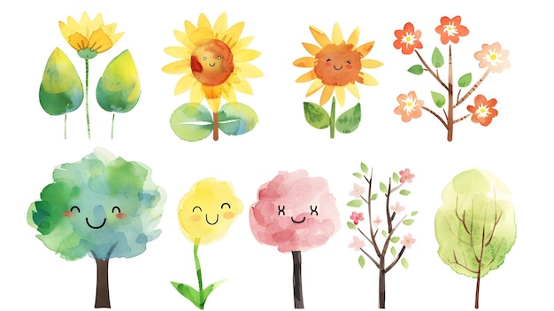 Cheerful Floral in Watercolor Style Depicting Vibrant Nature and Growth