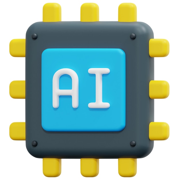 chip 3d render icon illustration
