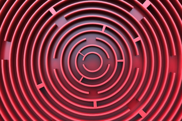Circular maze Red style Abstract background