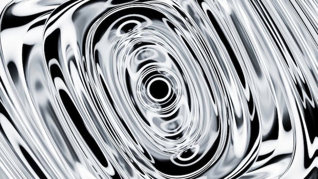 Circular spreading rings of viscous substance design liquid substance with metallic glow