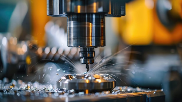 Close up of a machine cutting metal Suitable for industrial and manufacturing concepts
