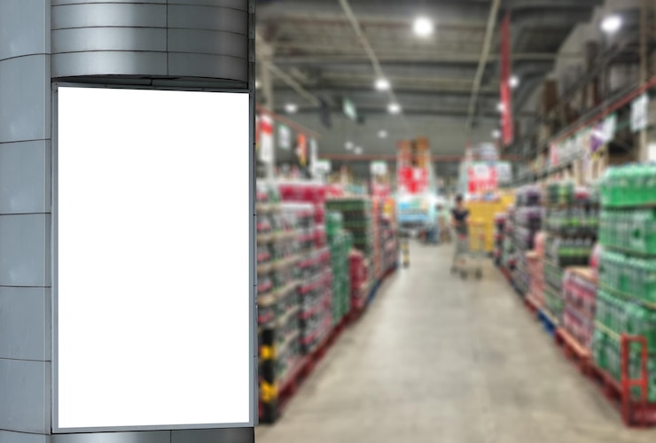 Fotoğraf close-up of blank billboard in supermarket