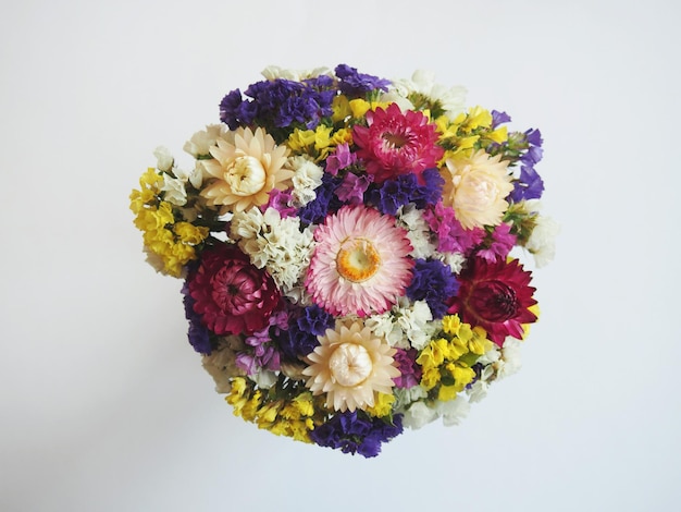 Close-up of colorful bouquet against white background