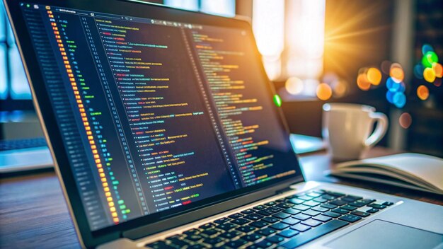 Close up of computer programming and coding