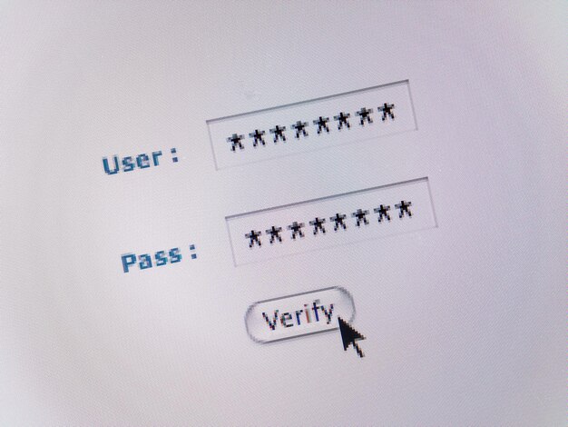 Close-up of cursor at verify button computer monitor