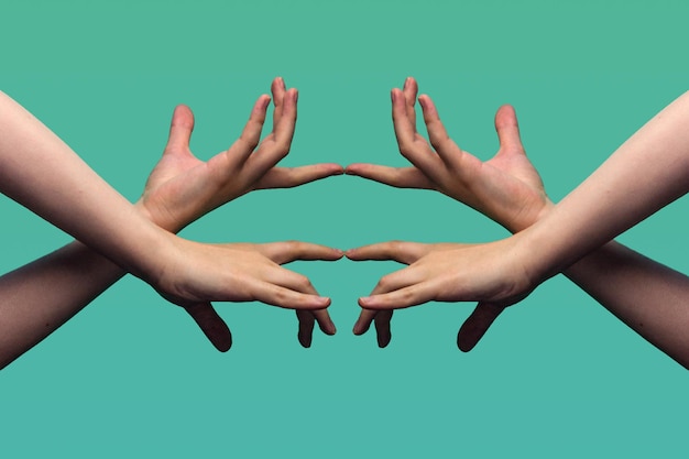 Close-up of hand against white background