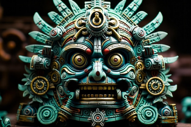 Close up of mask with many different designs on it Generative AI