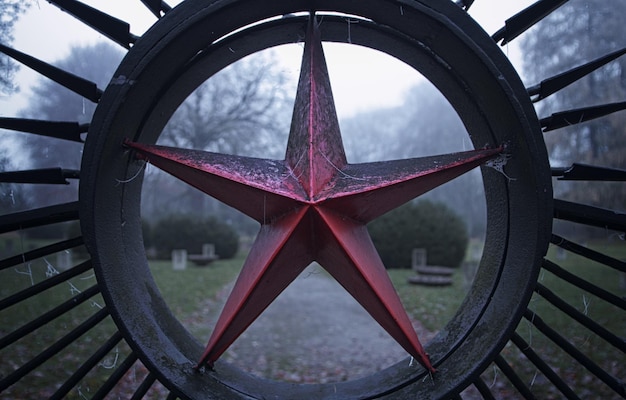 Closer-up of star shape window at dusk
