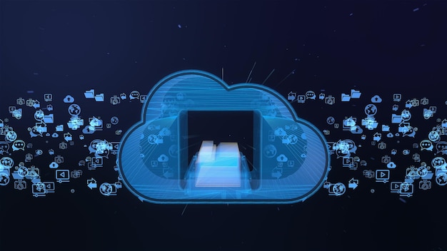 cloud computing and big data concept digital data and futuristic information storage data backup