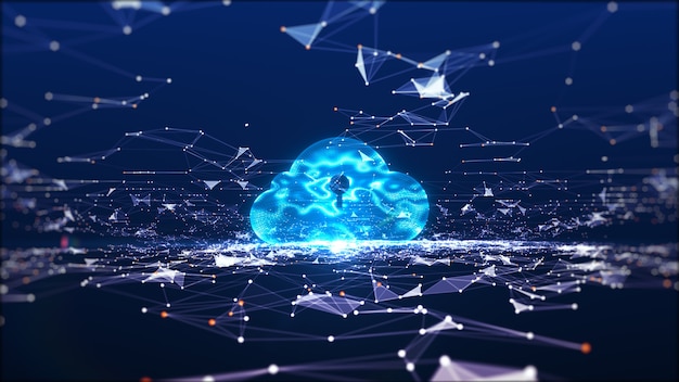cloud computing and big data concept. network connectivity of digital data and futuristic information. abstract hi-speed internet of things iot  big data cloud computing.