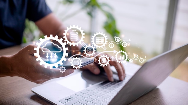 cloud computing diagram cloud technology data storage networking and internet service concept