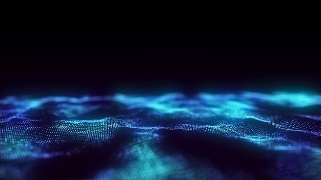 color abstract wave background with dots and lines moving in space technology illustration futuristic modern dynamic wave 3d rendering