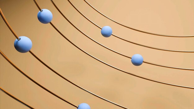 Colored balls move along lines design colored balls roll along metal brackets of the lines cartoon