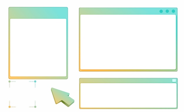 Colorfull floating computer windows UI collection set